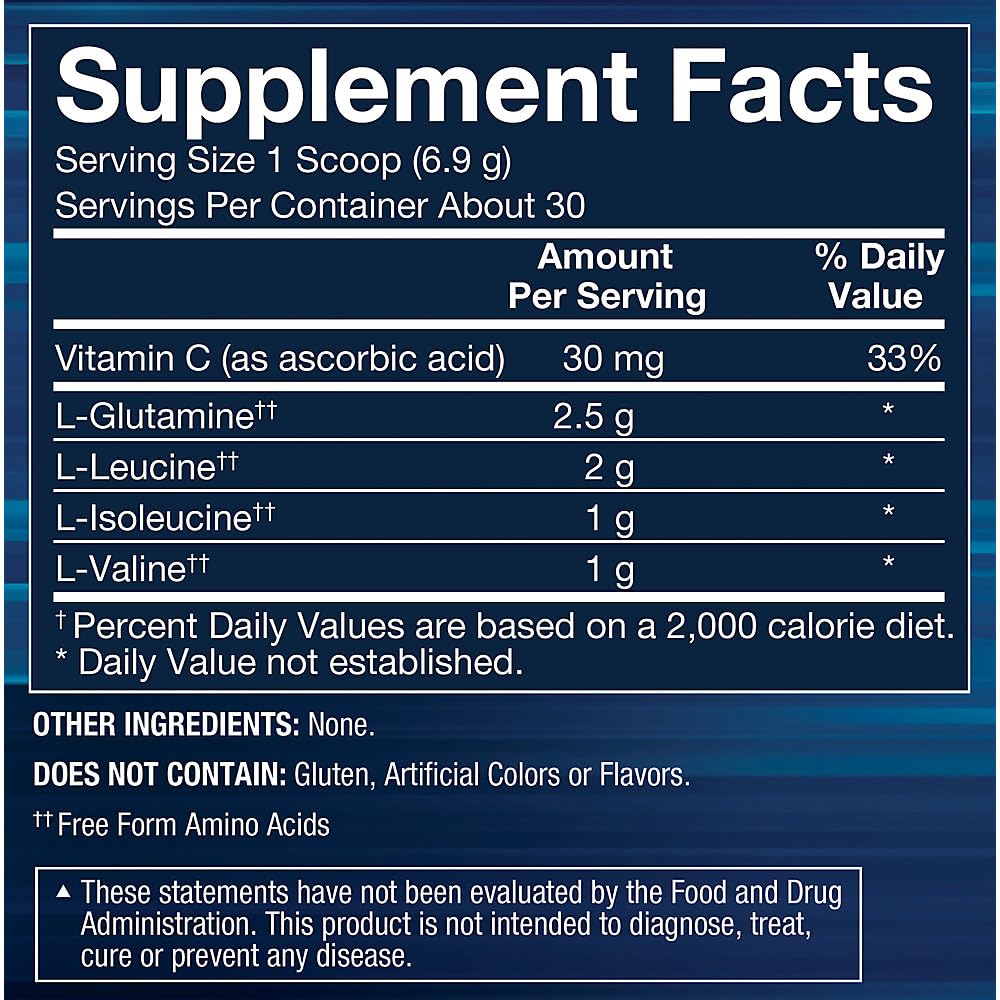 BodyTech BCAA + Glutamine Amino Acid Powder back view