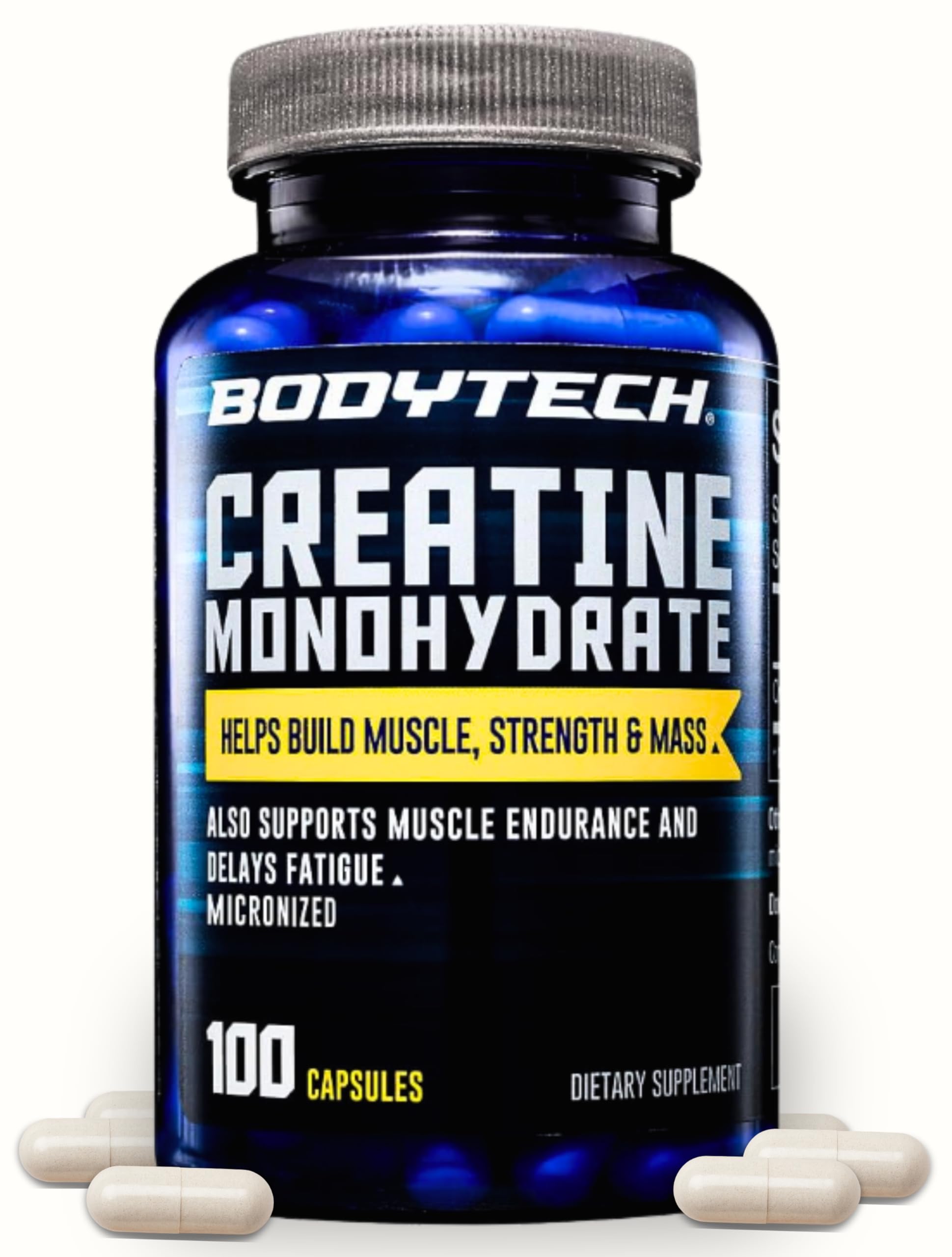 BodyTech Creatine Capsules 300 count front view