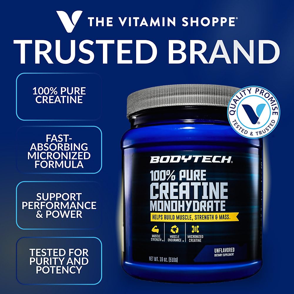 BodyTech Creatine Monohydrate Powder 510g side view