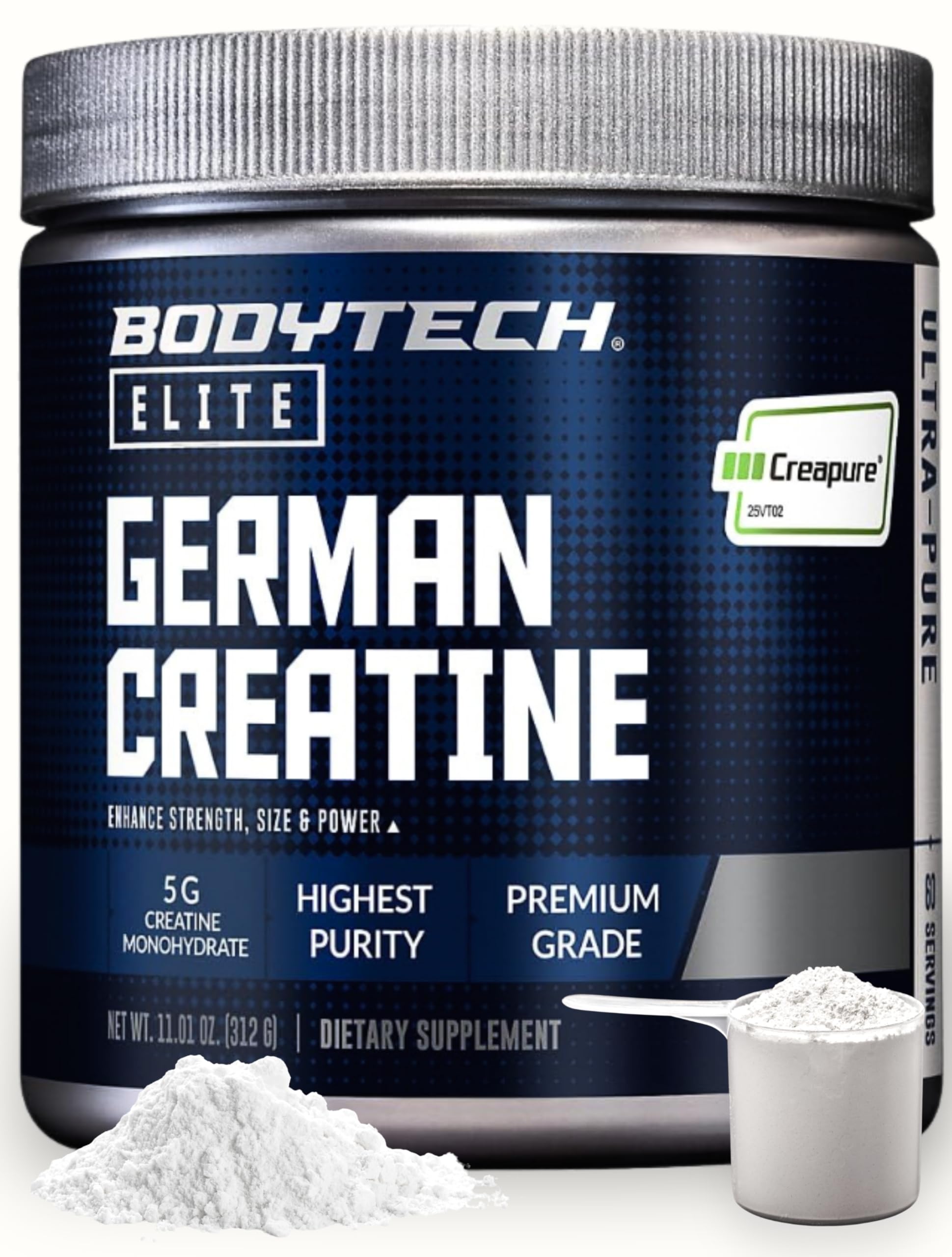 BodyTech Elite German Creatine Monohydrate powder container front view