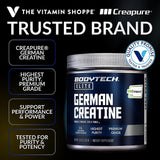 BodyTech Elite German Creatine Monohydrate powder scoop showing 5g serving