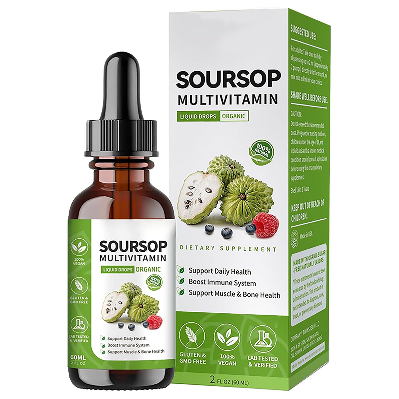bogomo Soursop Graviola Leaf Extract Liquid Drops 30ml front view