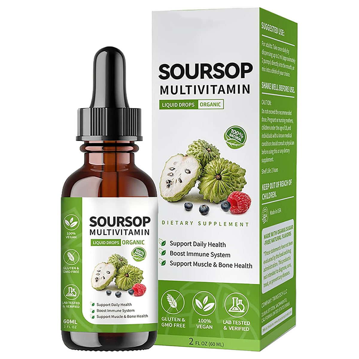 bogomo Soursop Graviola Leaf Extract Liquid Drops 30ml front view
