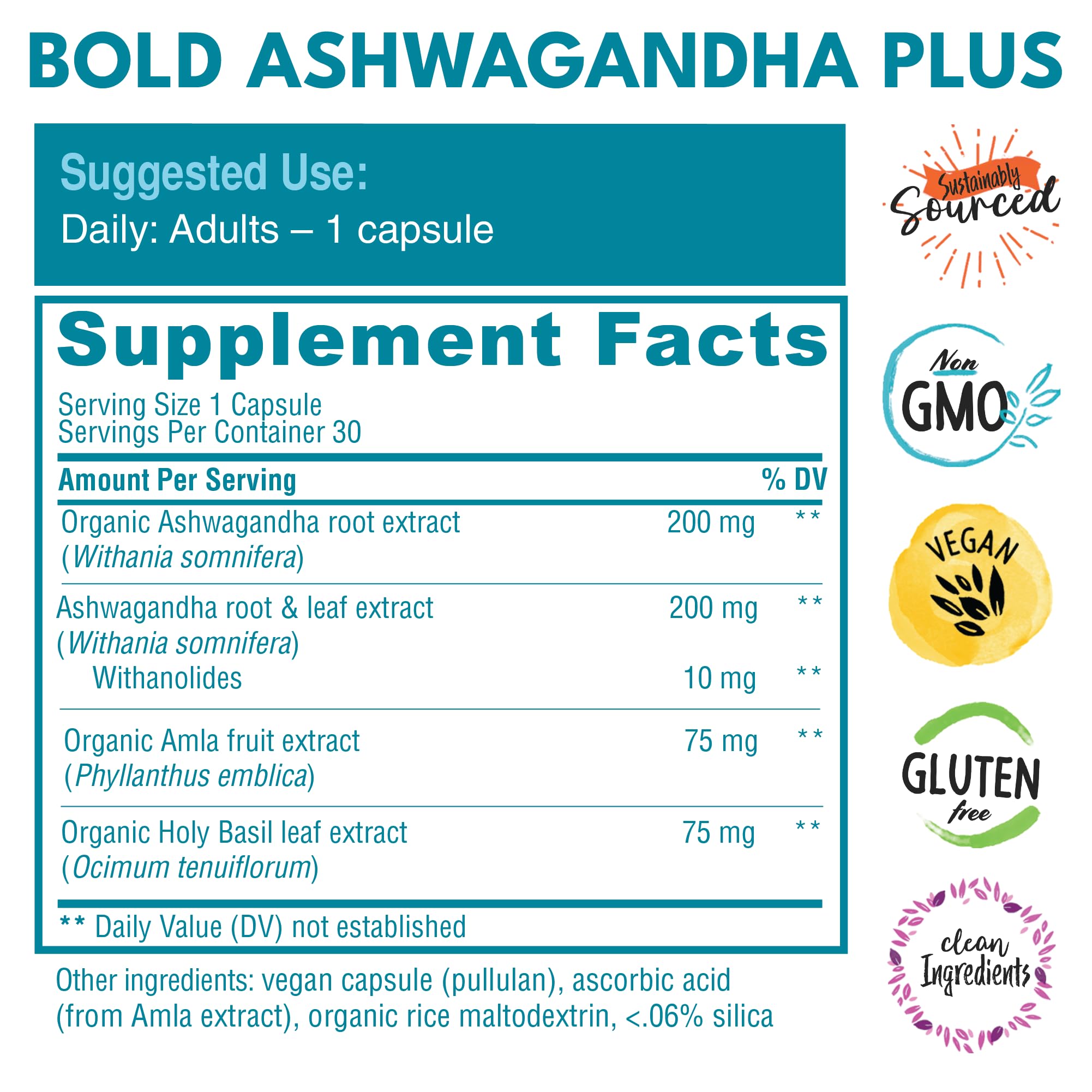 Bold Botanica Ashwagandha Plus packaging side view