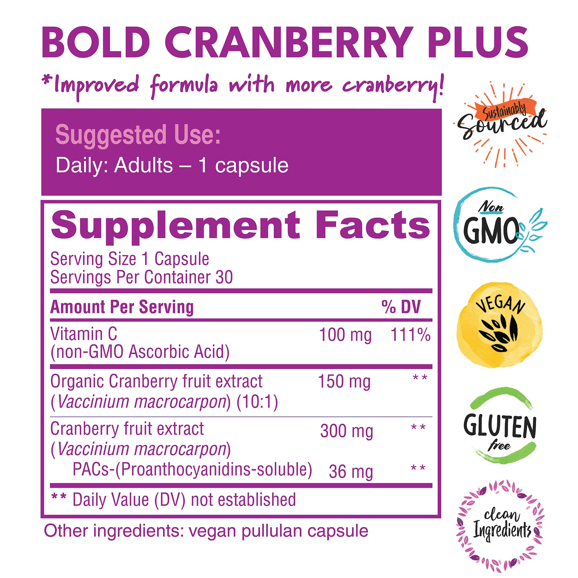 Bold Botanica Cranberry Supplement capsules in a hand
