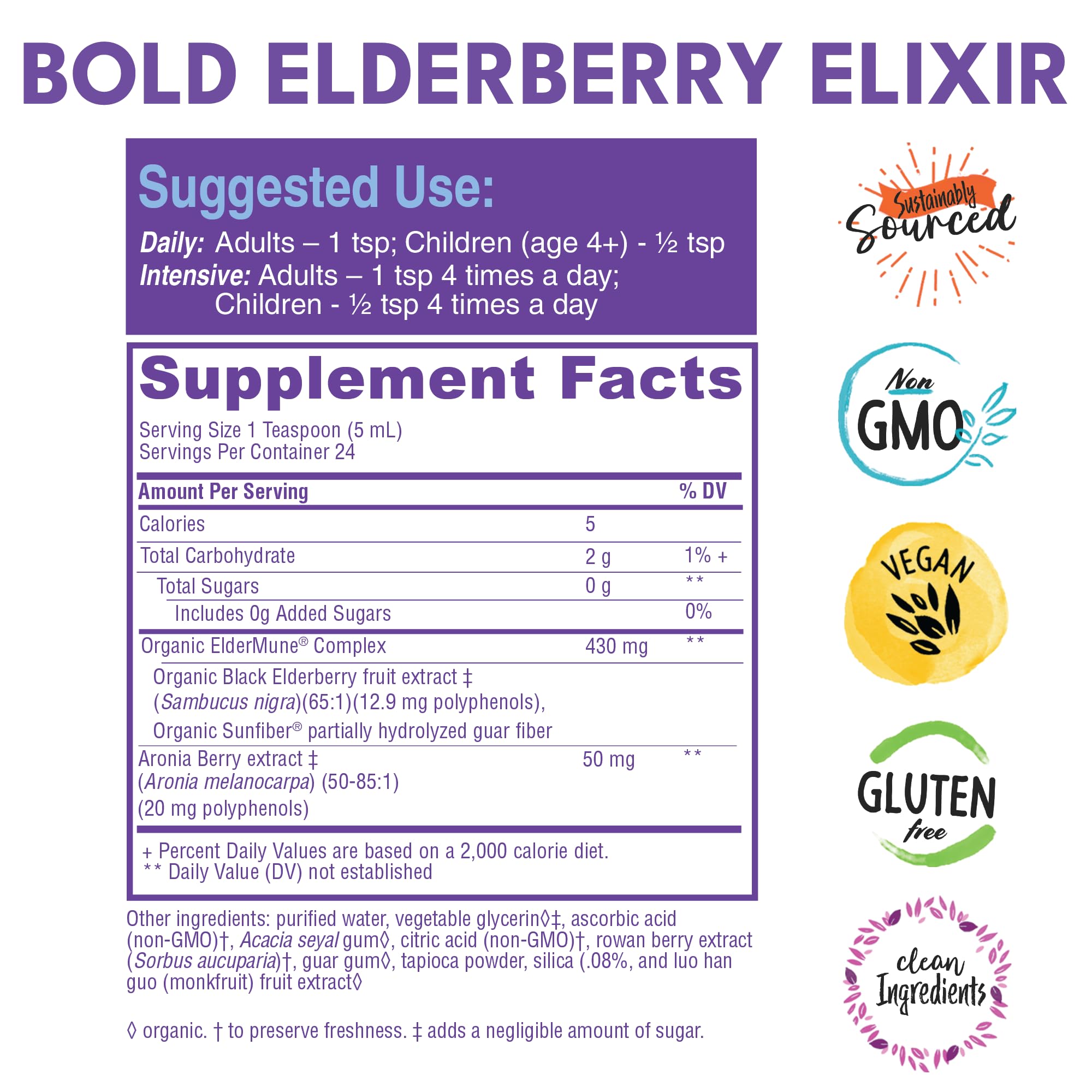 Bold Botanica Elderberry Elixir bottle side view