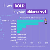Bold Botanica Elderberry Elixir displayed with fresh elderberries