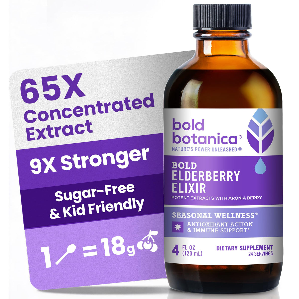 Bold Botanica Elderberry Elixir front view with label