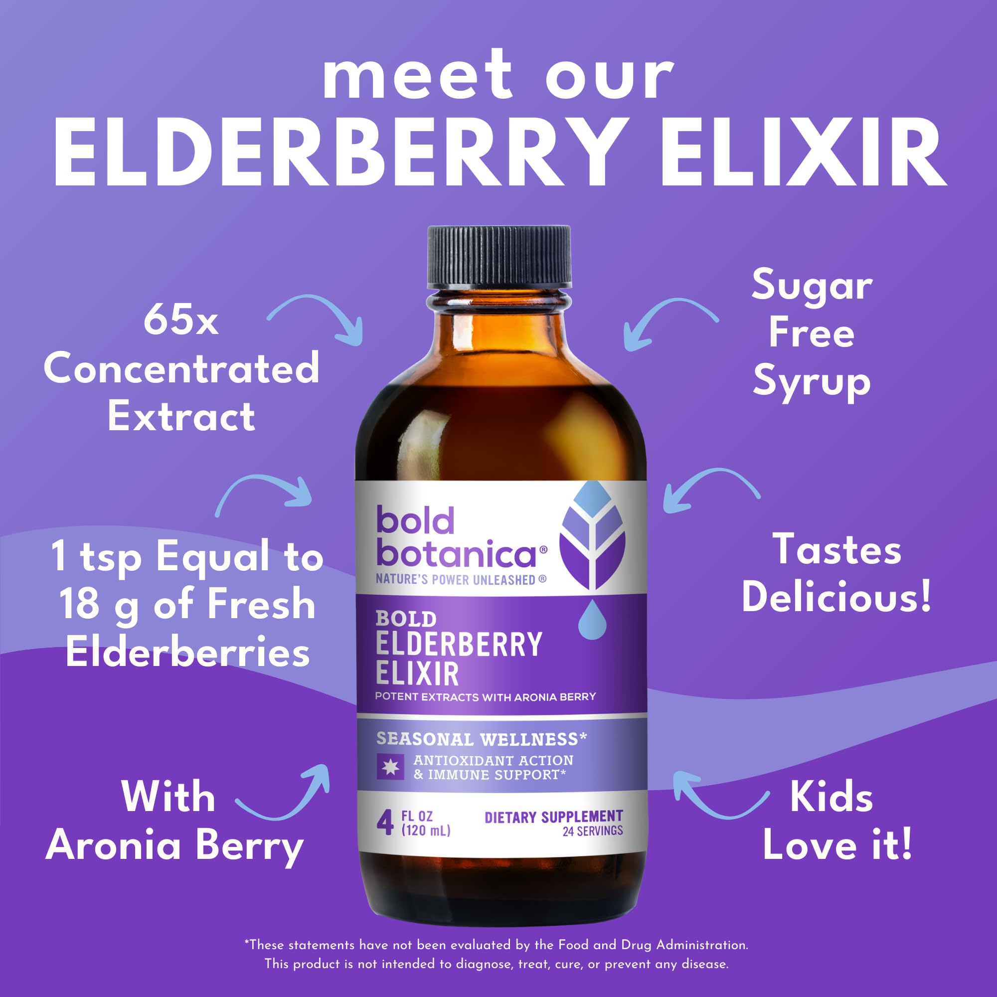 Bold Botanica Elderberry Elixir with a teaspoon for dosage