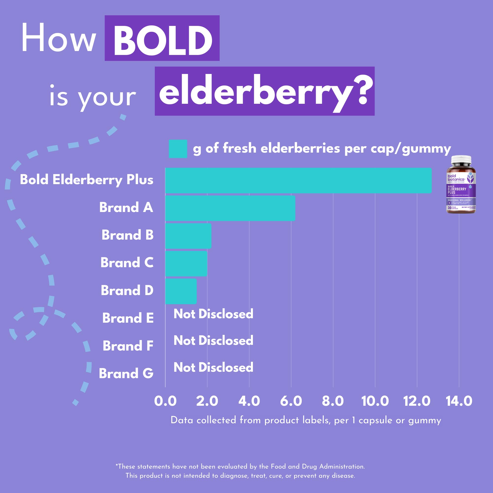 Bold Botanica Elderberry Supplement displayed with natural elements
