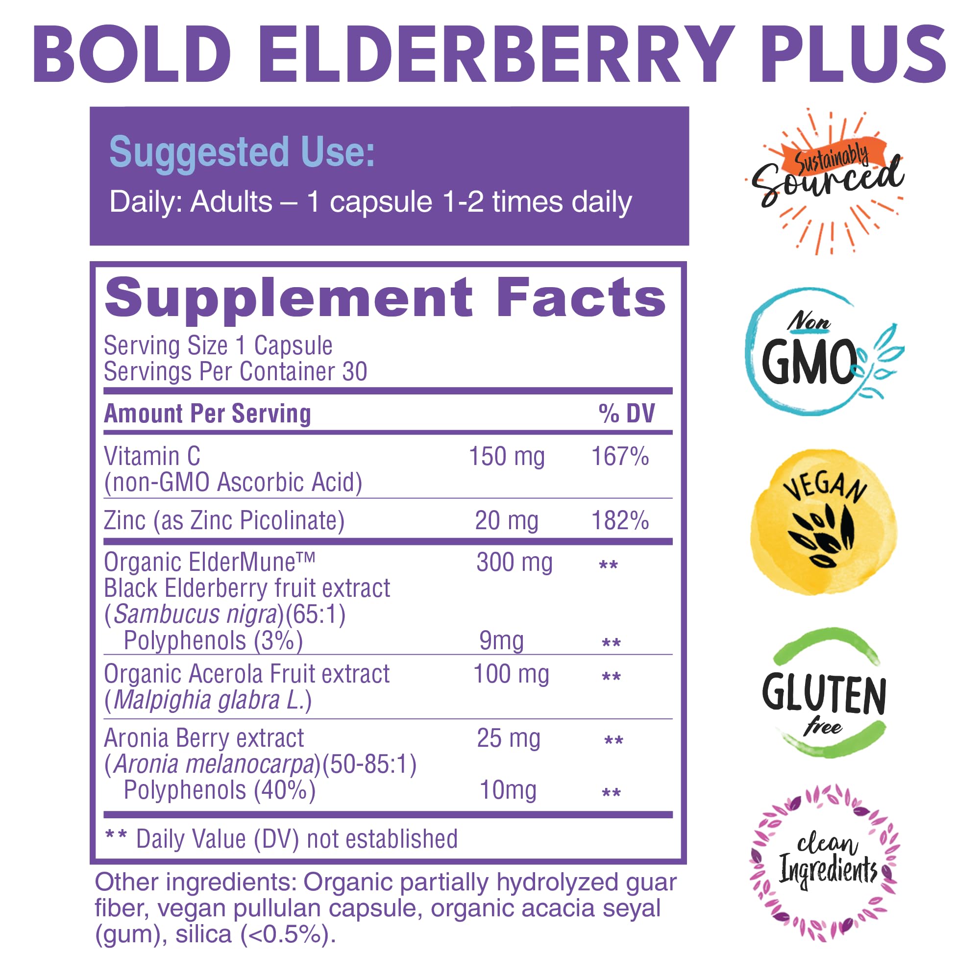 Bold Botanica Elderberry Supplement side view