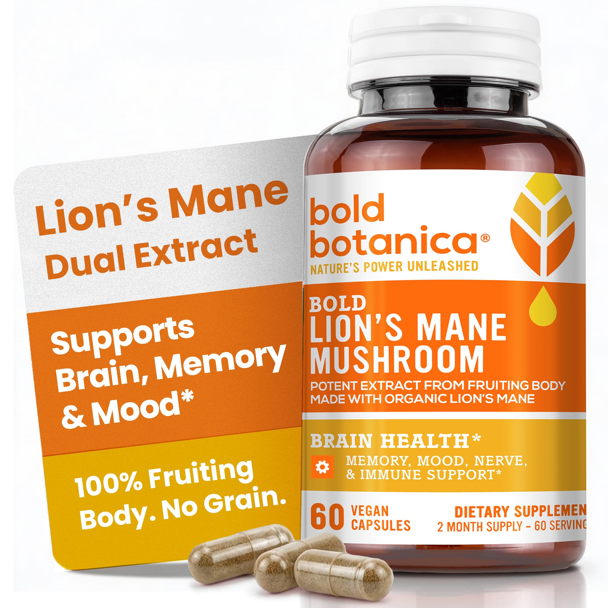 Bold Botanica Lion's Mane Mushroom Supplement front view