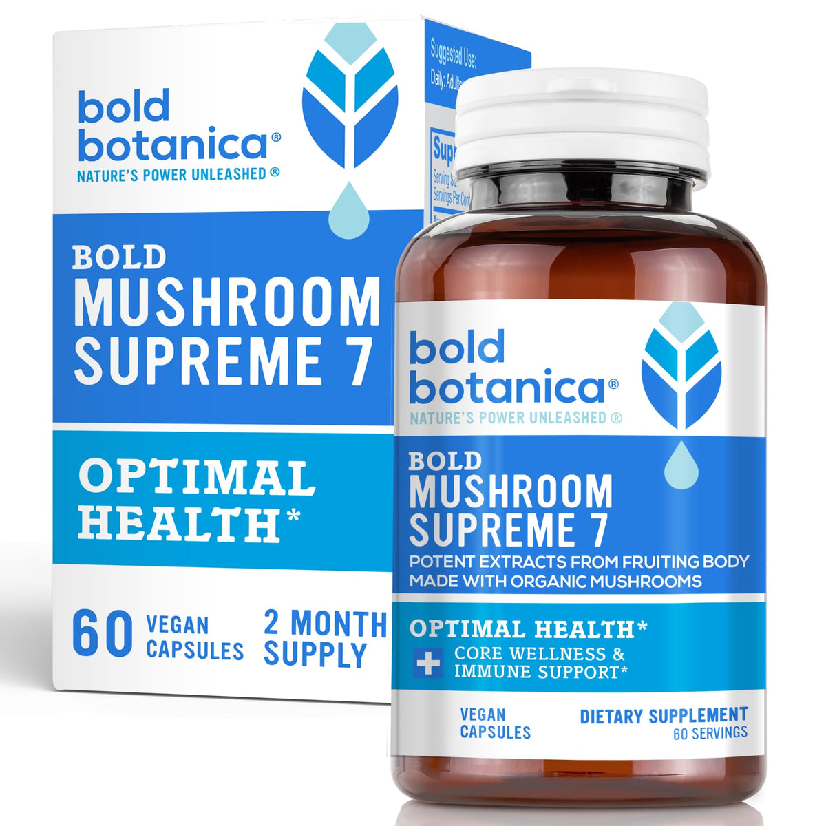 Bold Botanica Mushroom Supplement front view with packaging