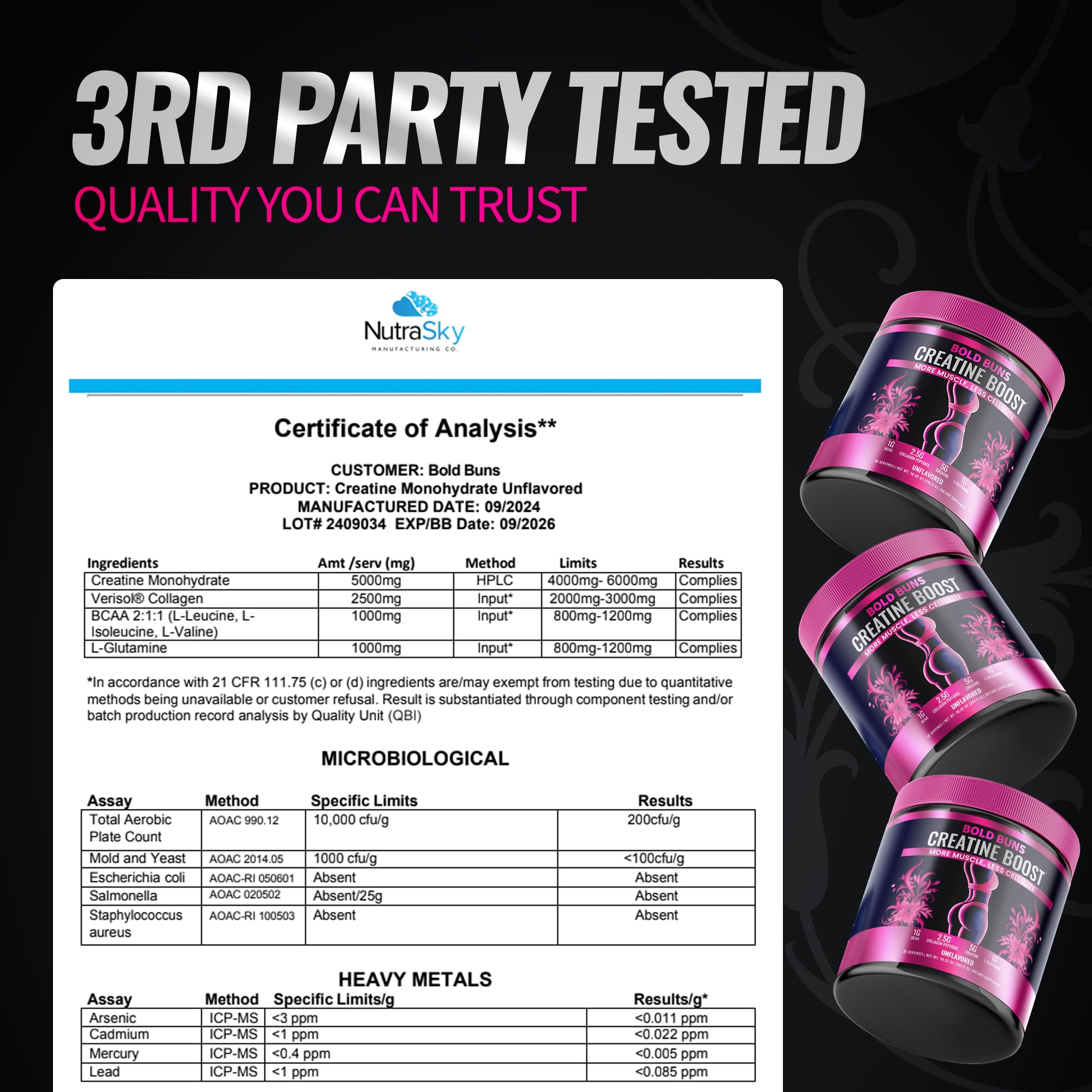 Bold Buns Booty Builder Creatine Blend on a fitness mat