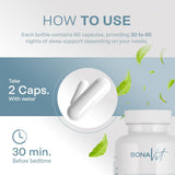 Bonavit Natural Sleep Aid Supplement capsules on a wooden table
