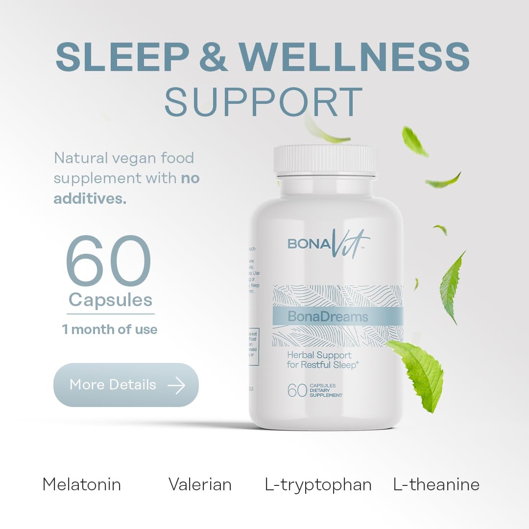 Bonavit Natural Sleep Aid Supplement side view showing capsule details