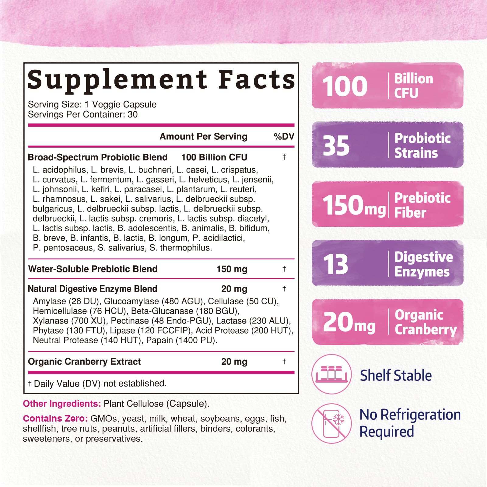Bonawell Probiotics for Women 100 Billion CFU side view