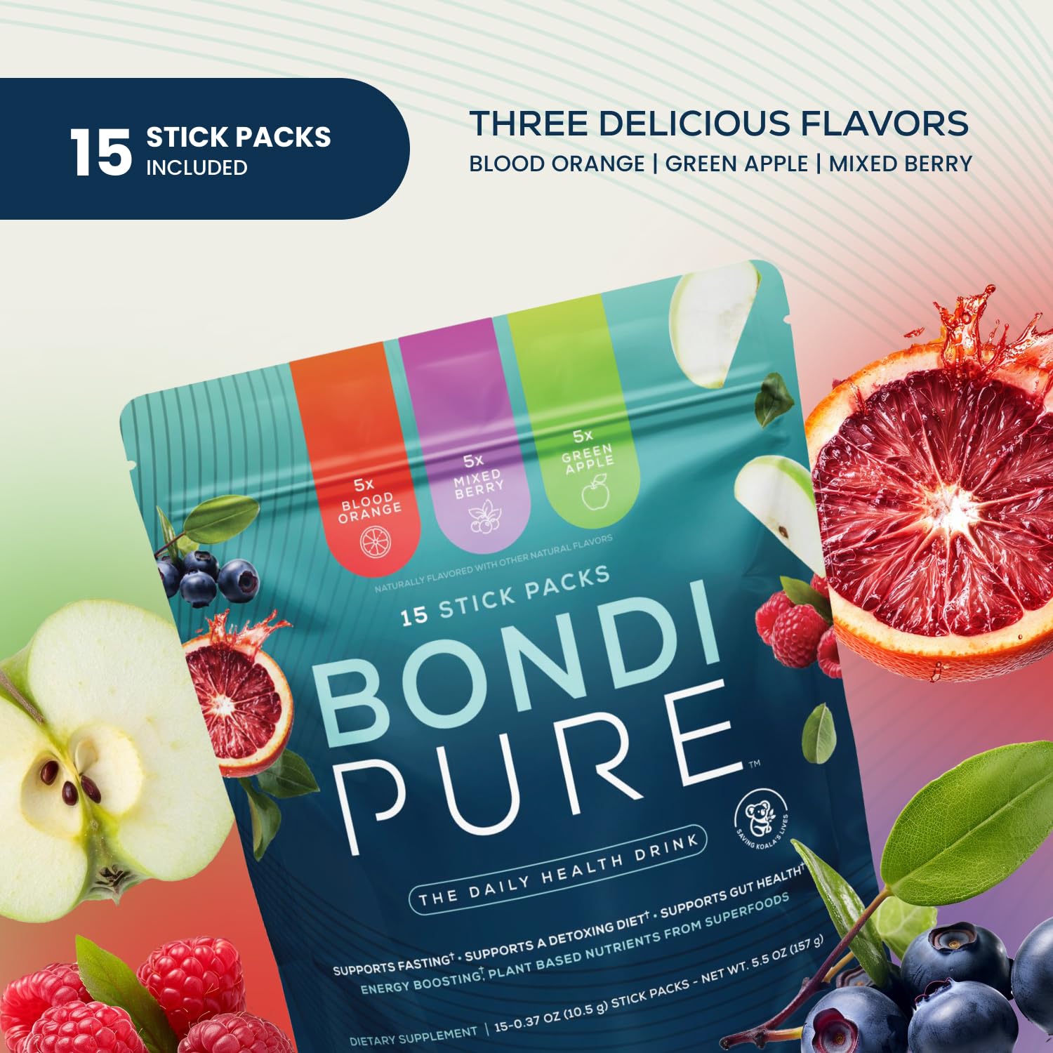 Bondi Pure Spirulina Supplement lifestyle scene with smoothie