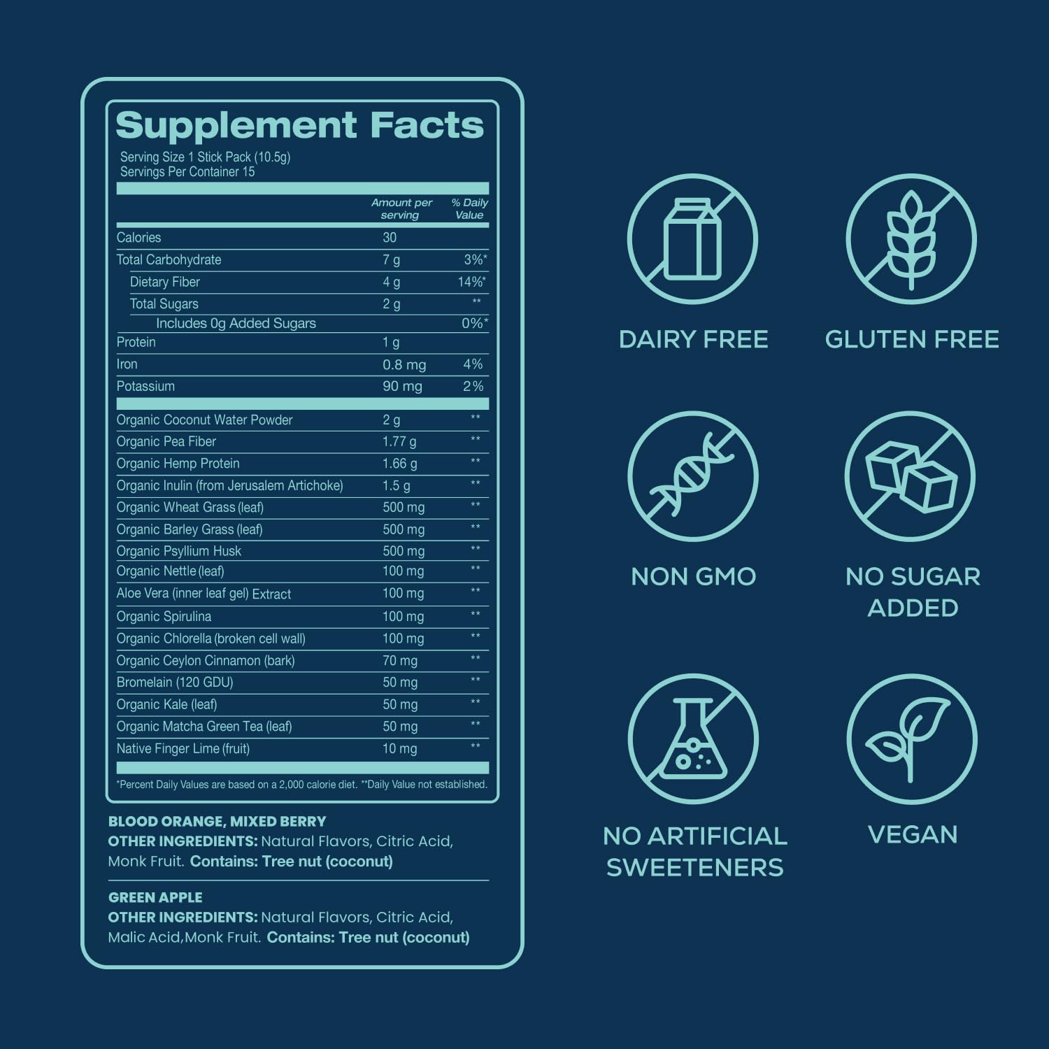 Bondi Pure Spirulina Supplement nutritional information