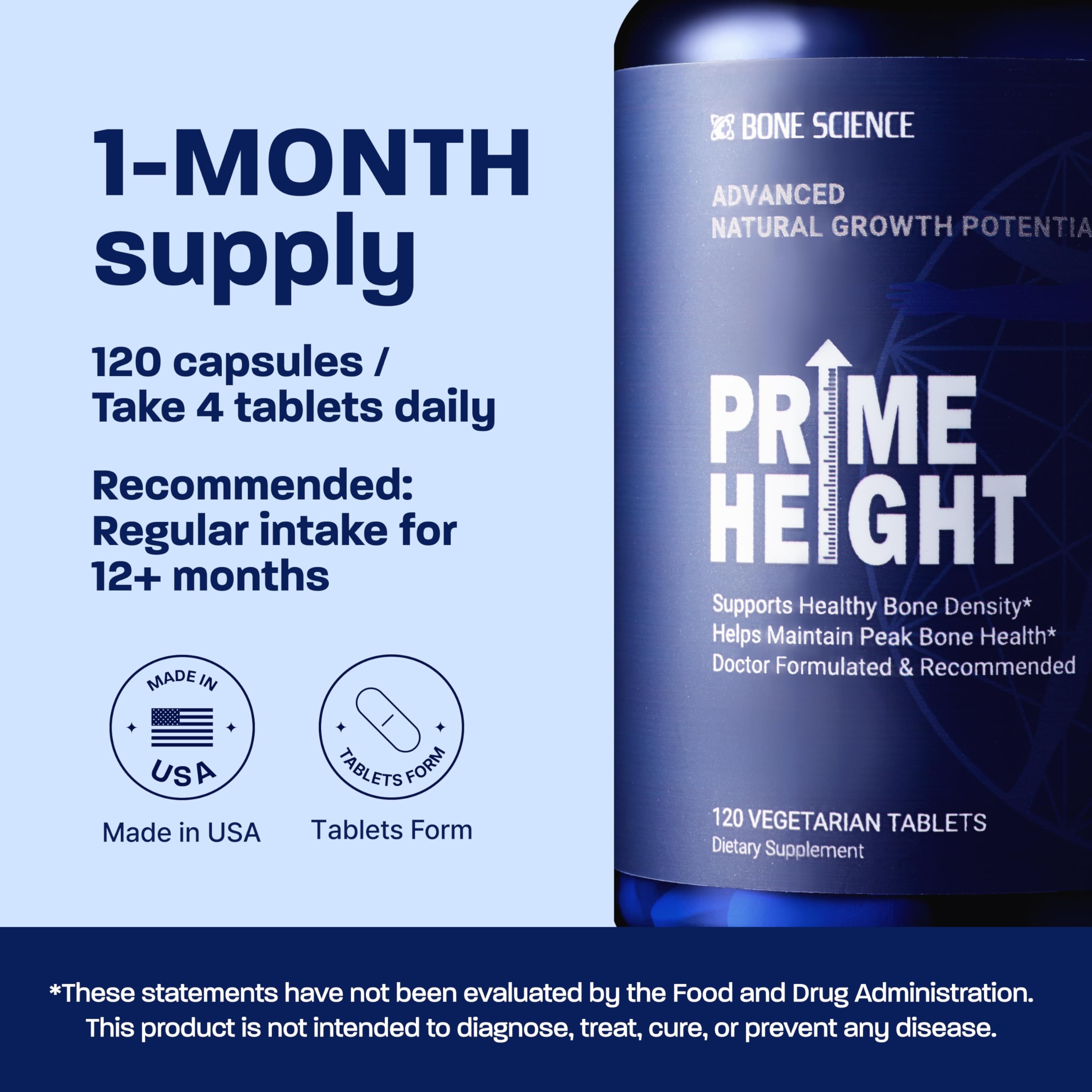 BONE SCIENCE Bone & Growth Support Formula displayed with other supplements