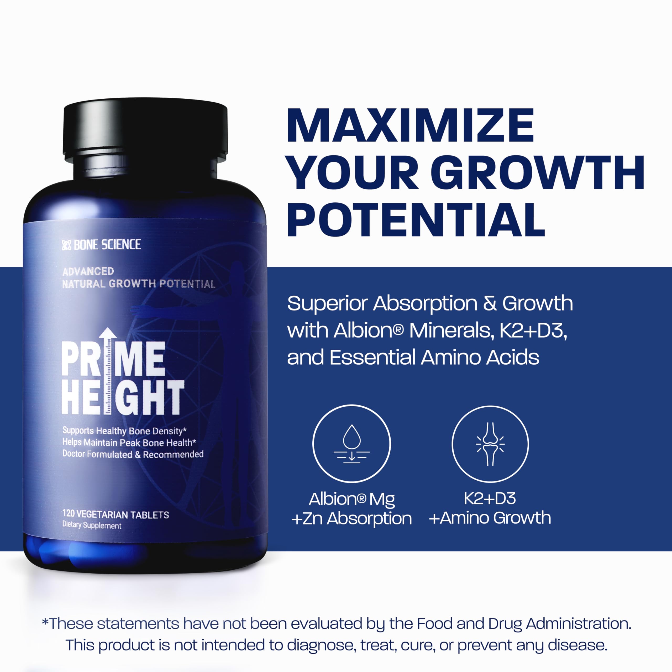 BONE SCIENCE Bone & Growth Support Formula side view with label