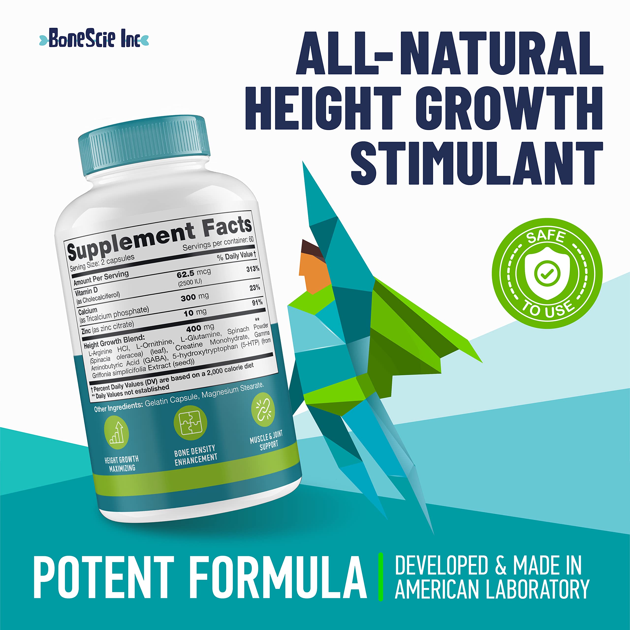 BONESCIE INC Blended Vitamin & Mineral Supplement bottle side view