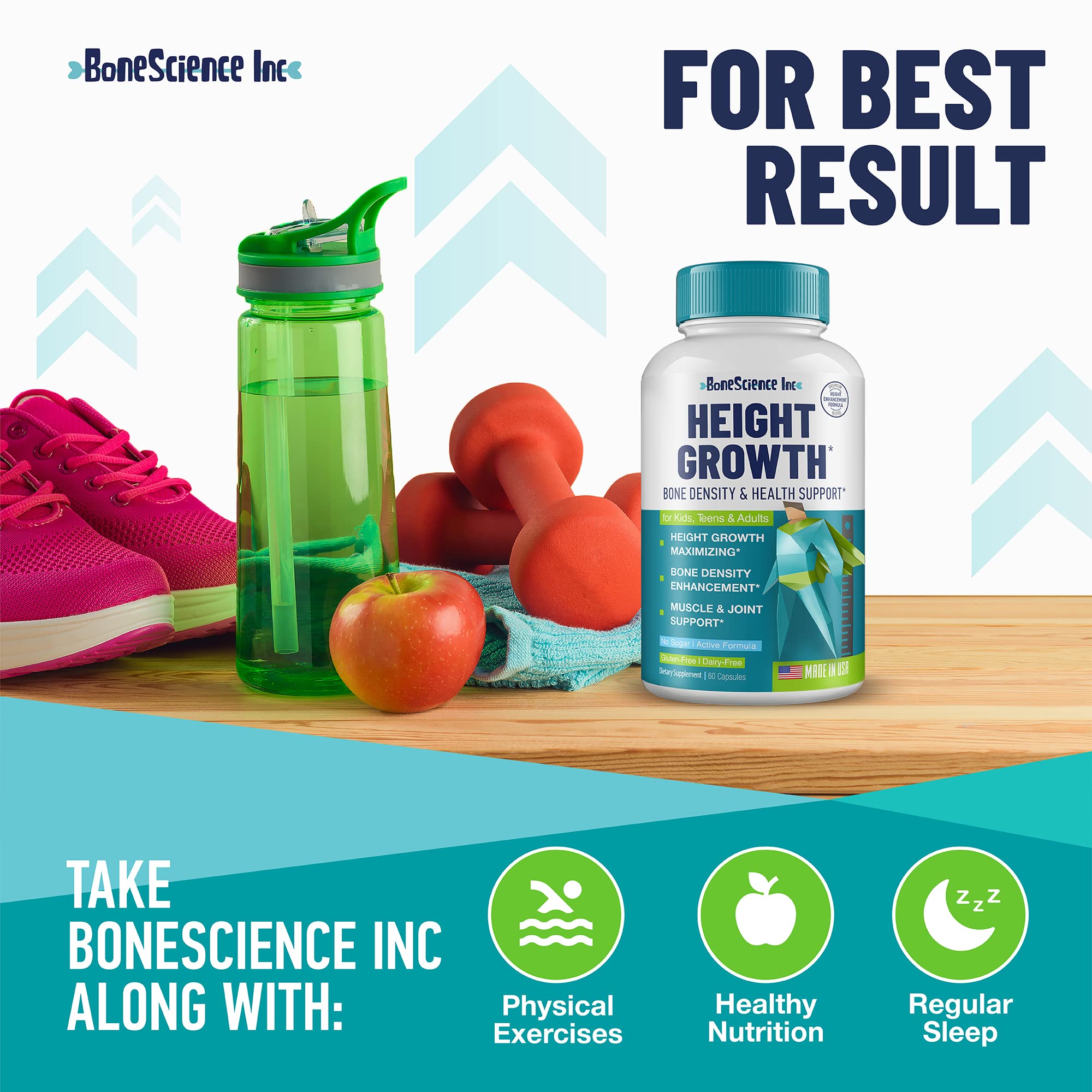 BoneScience Inc Growth Optimization Support Capsules on a table