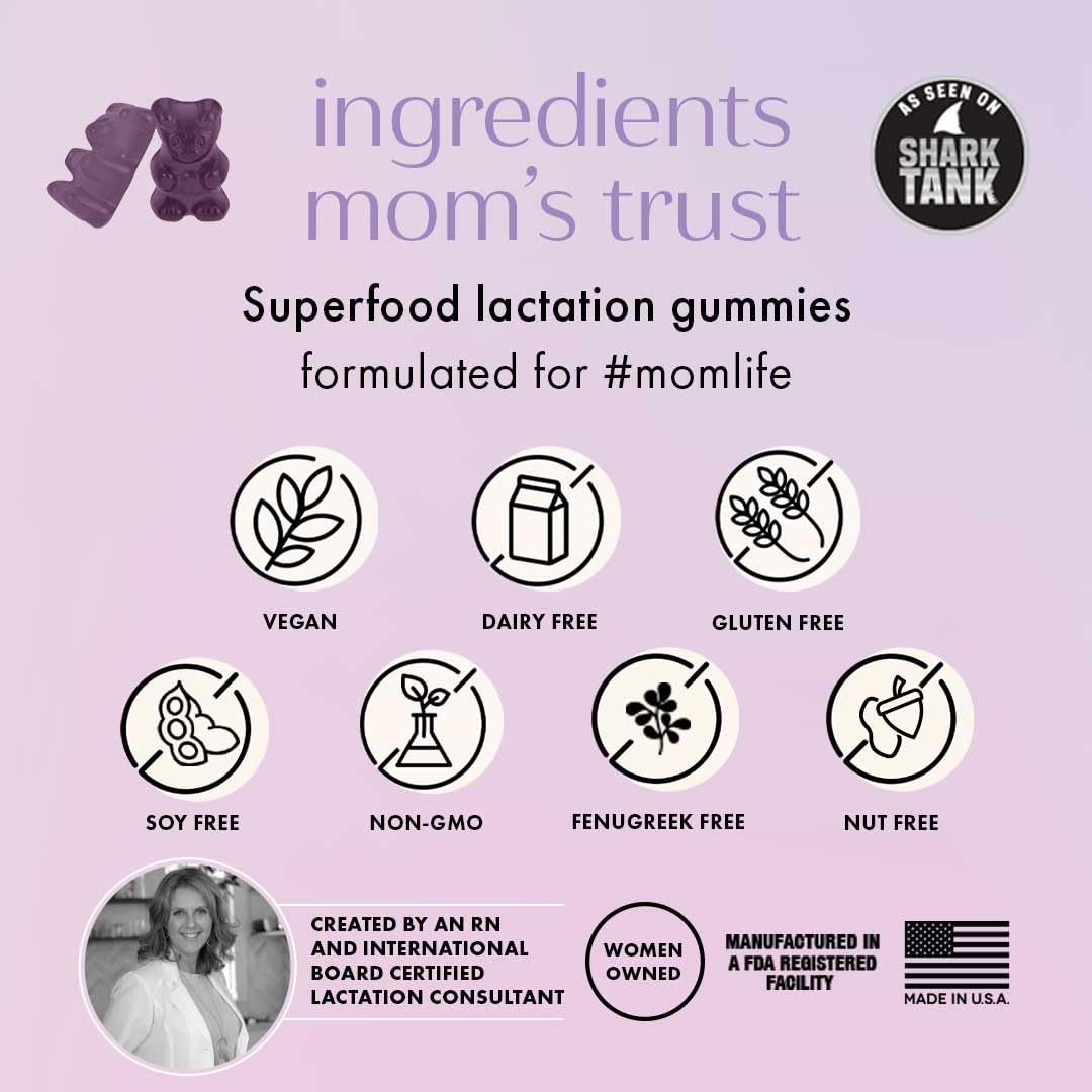 Boobie Brands Lactation Support Gummies side view showing texture