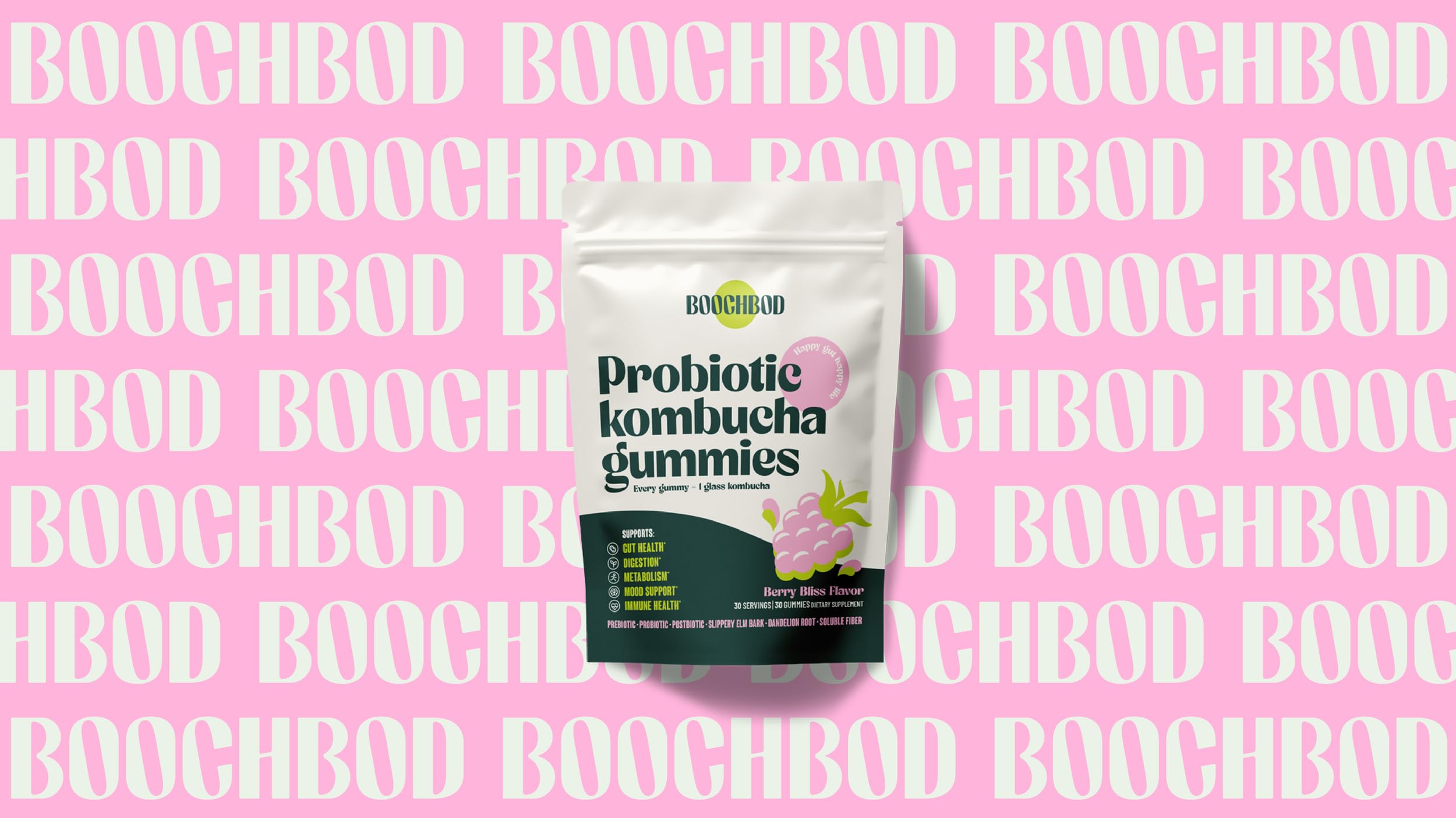 BoochBod Probiotic Kombucha Gummies in a hand