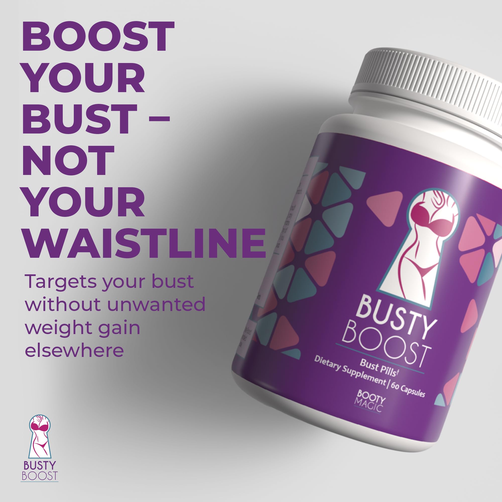 Booty Magic Breast support Pills back view with ingredient list