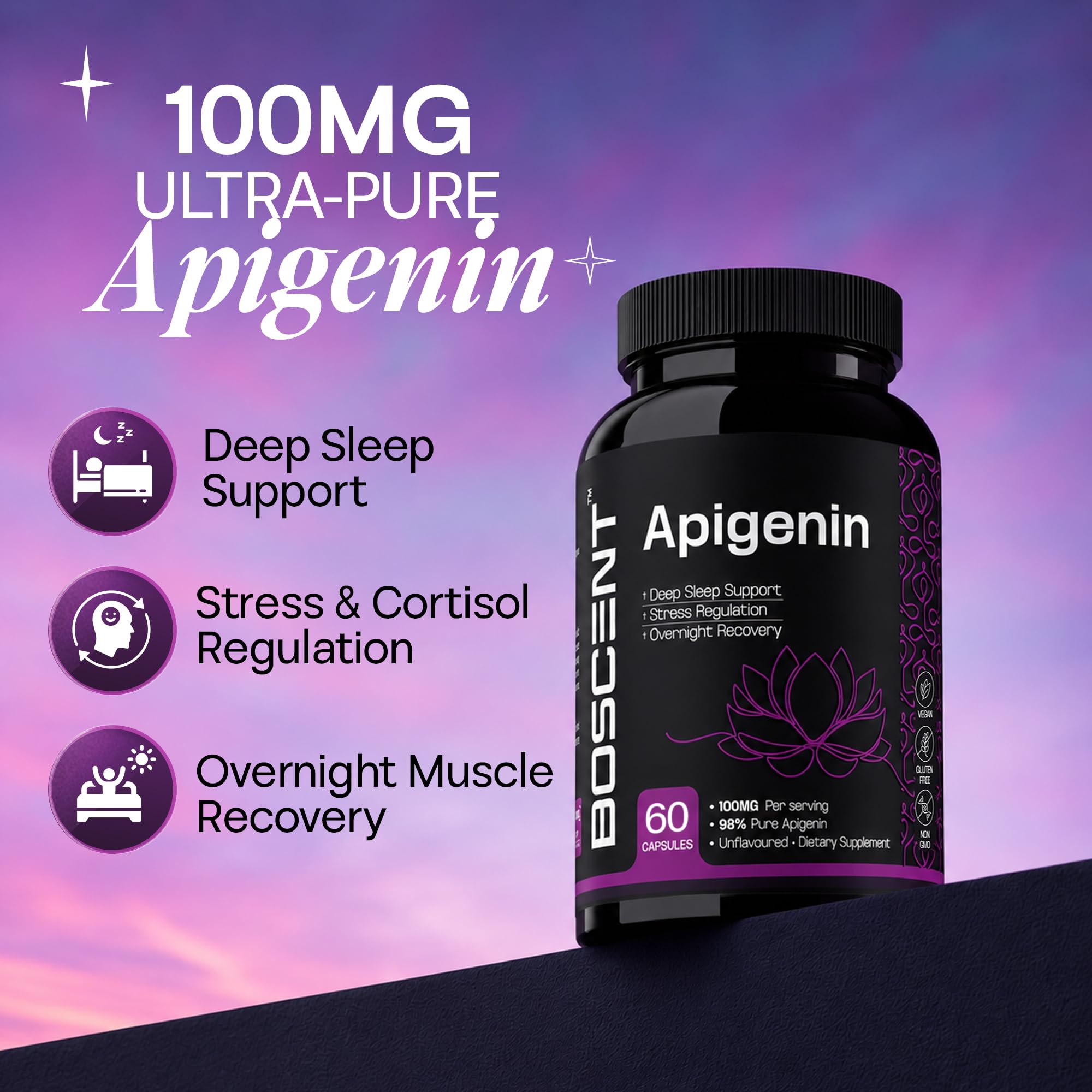 BOSCENT Apigenin Supplement with lifestyle background