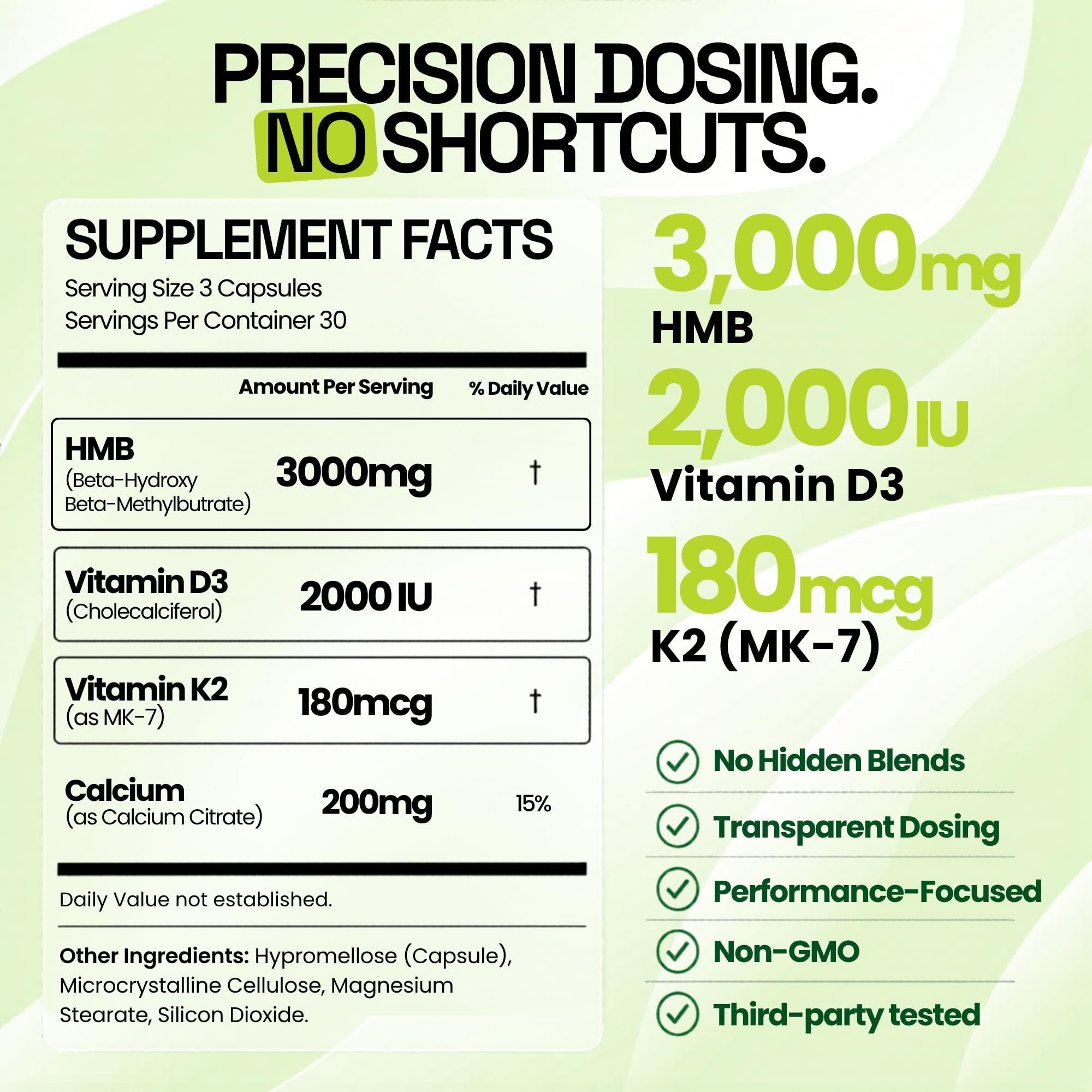 BOSCENT Calcium HMB + Vitamin D3 K2 Complex capsules on a table
