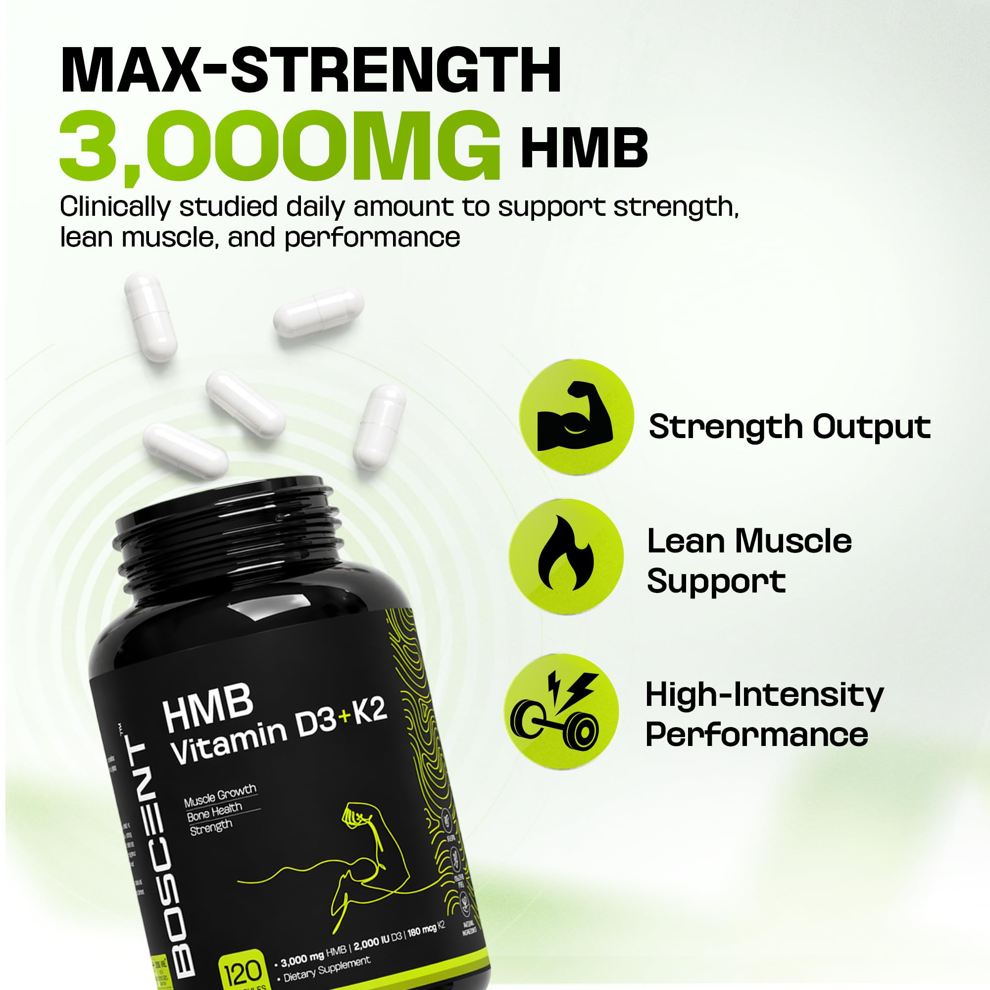 BOSCENT Calcium HMB + Vitamin D3 K2 Complex nutritional information