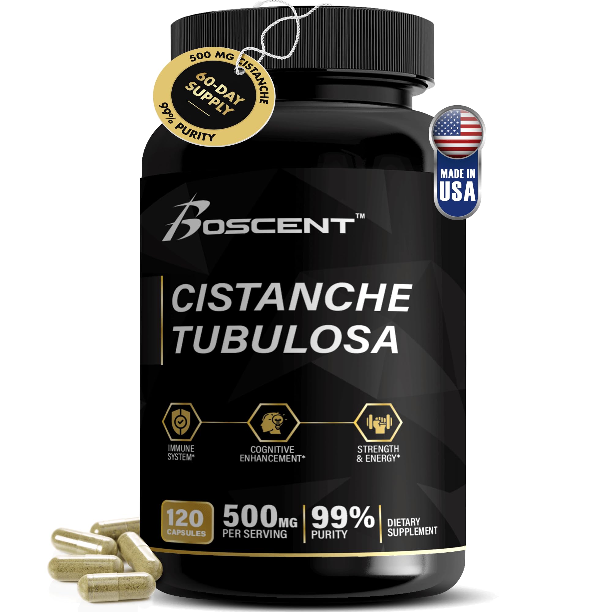 BOSCENT Cistanche Tubulosa 500mg capsules front view