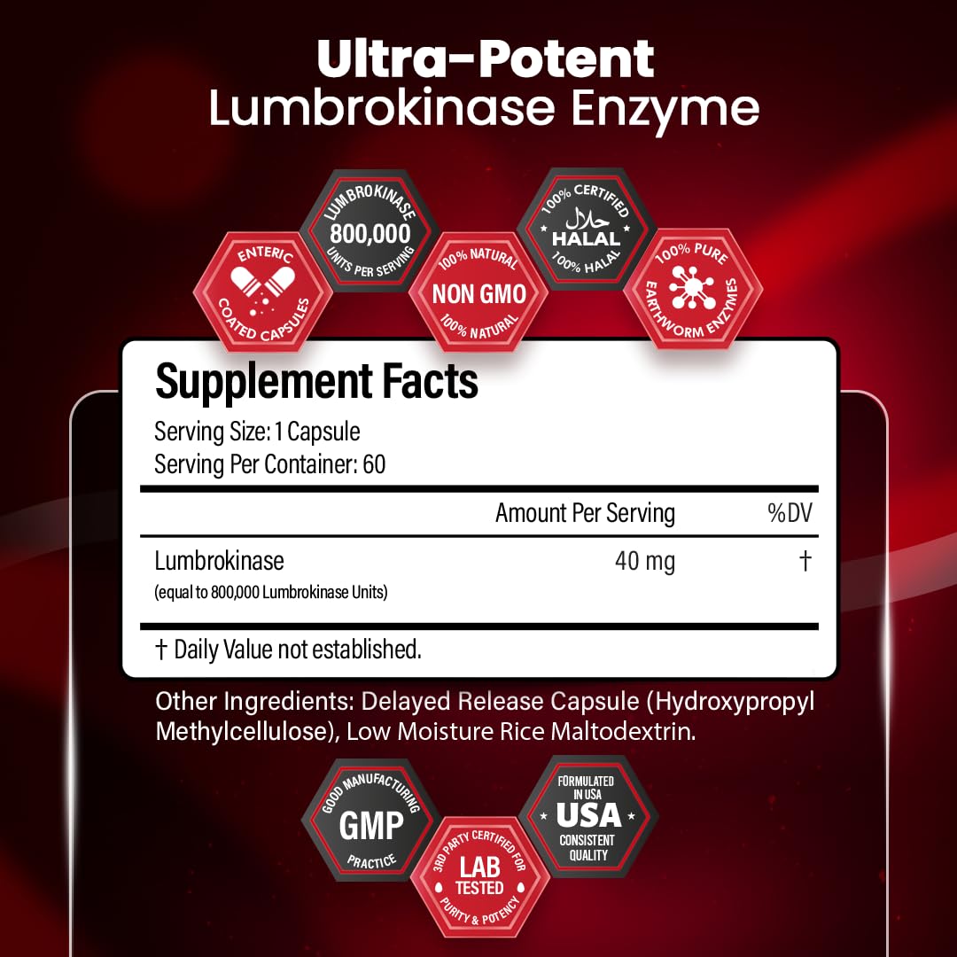 BOSCENT Lumbrokinase Multi-Enzyme Supplement 40mg side view