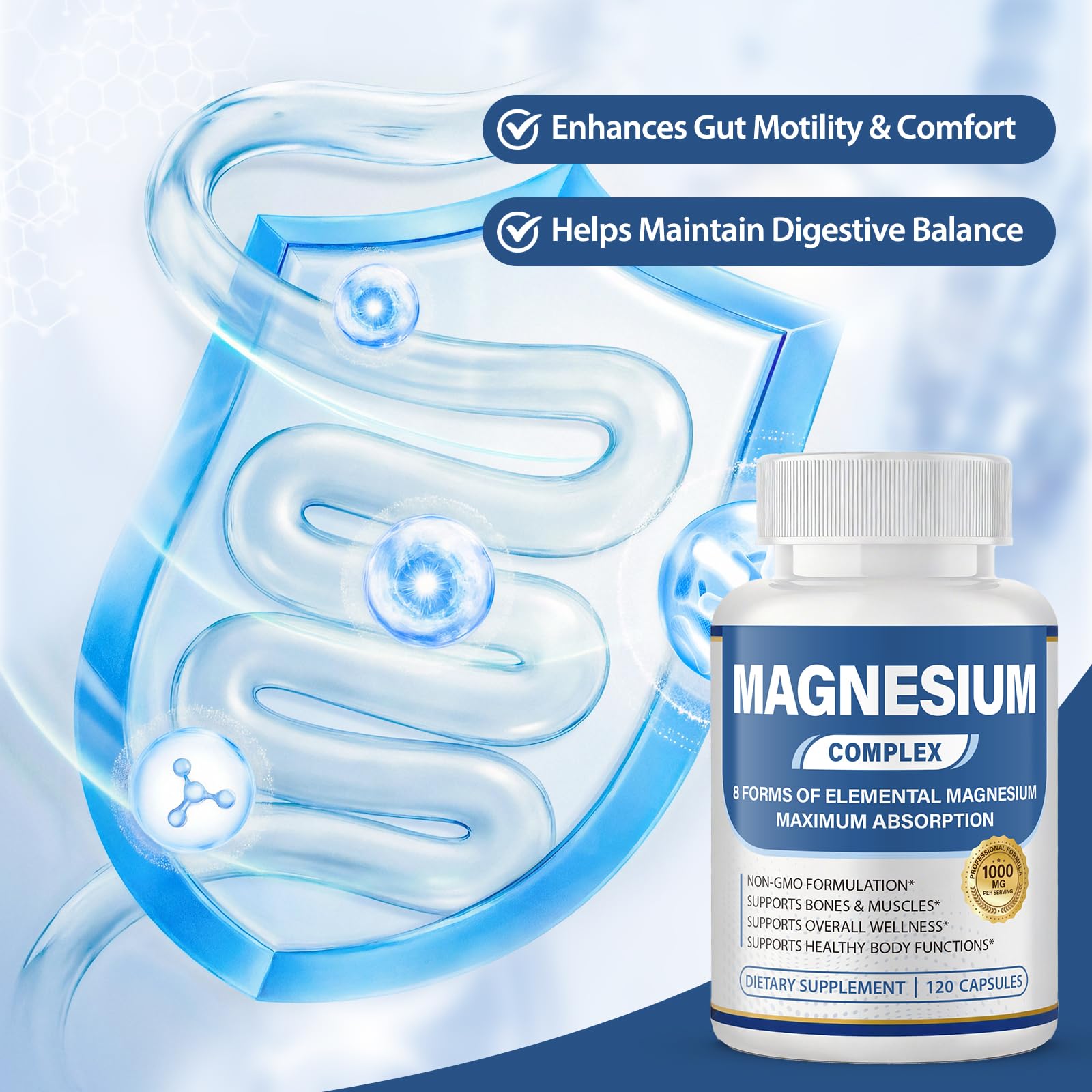 BOSNETHUINH 8-in-1 Magnesium Complex 1000mg vegan capsules on table