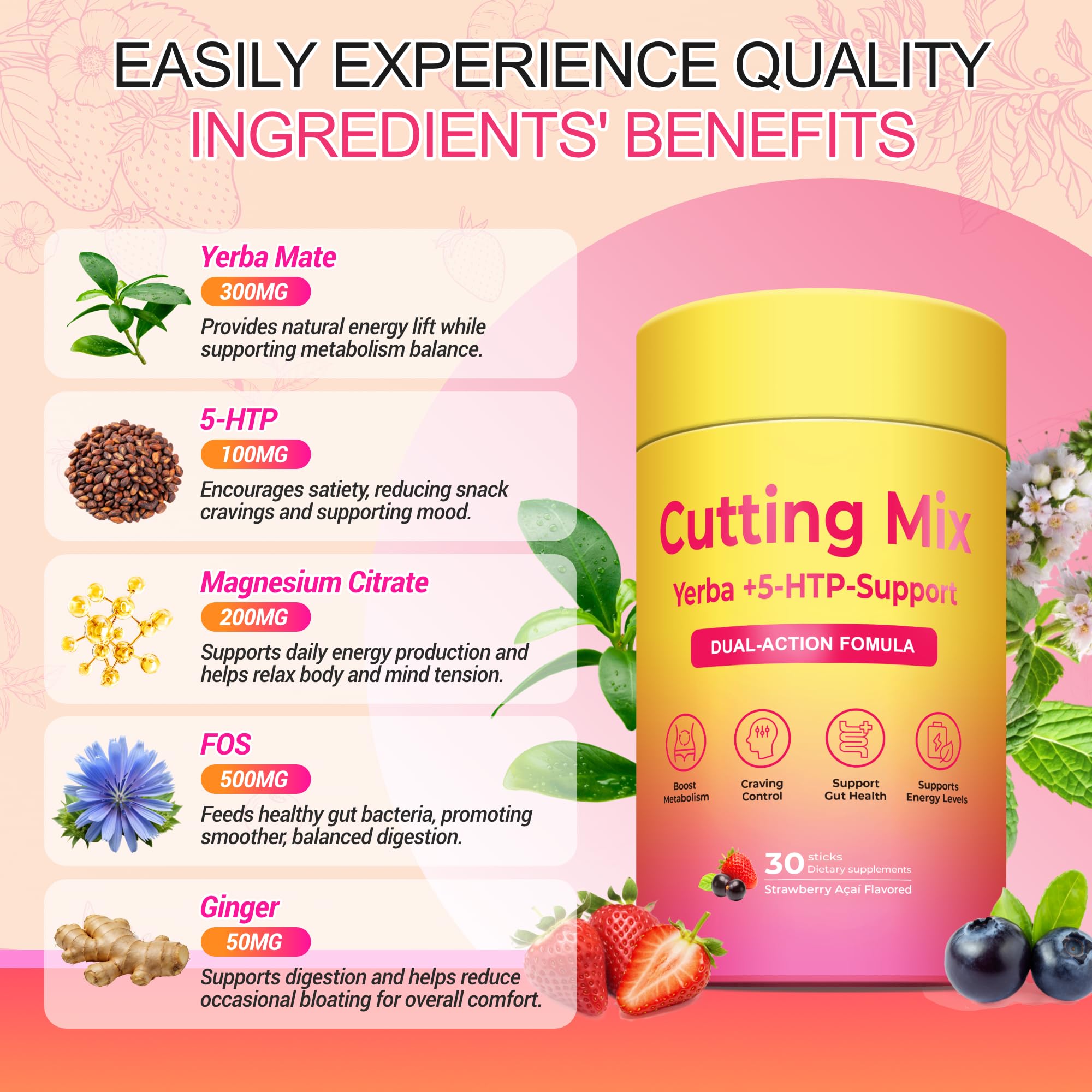 BOSNETHUINH Prebiotic Supplement Strawberry Açaí box side view