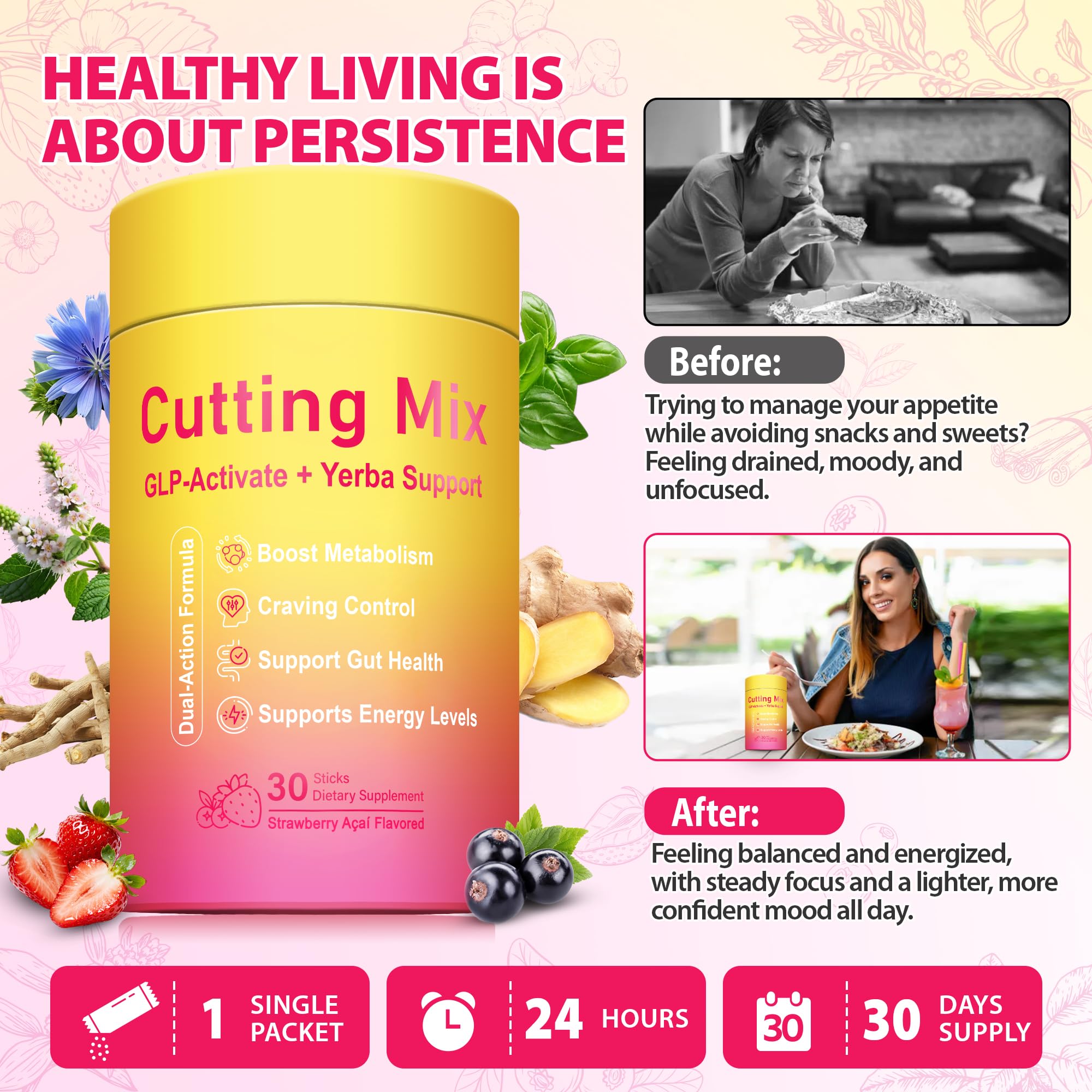 BOSNETHUINH Prebiotic Supplement Strawberry Açaí stick in hand