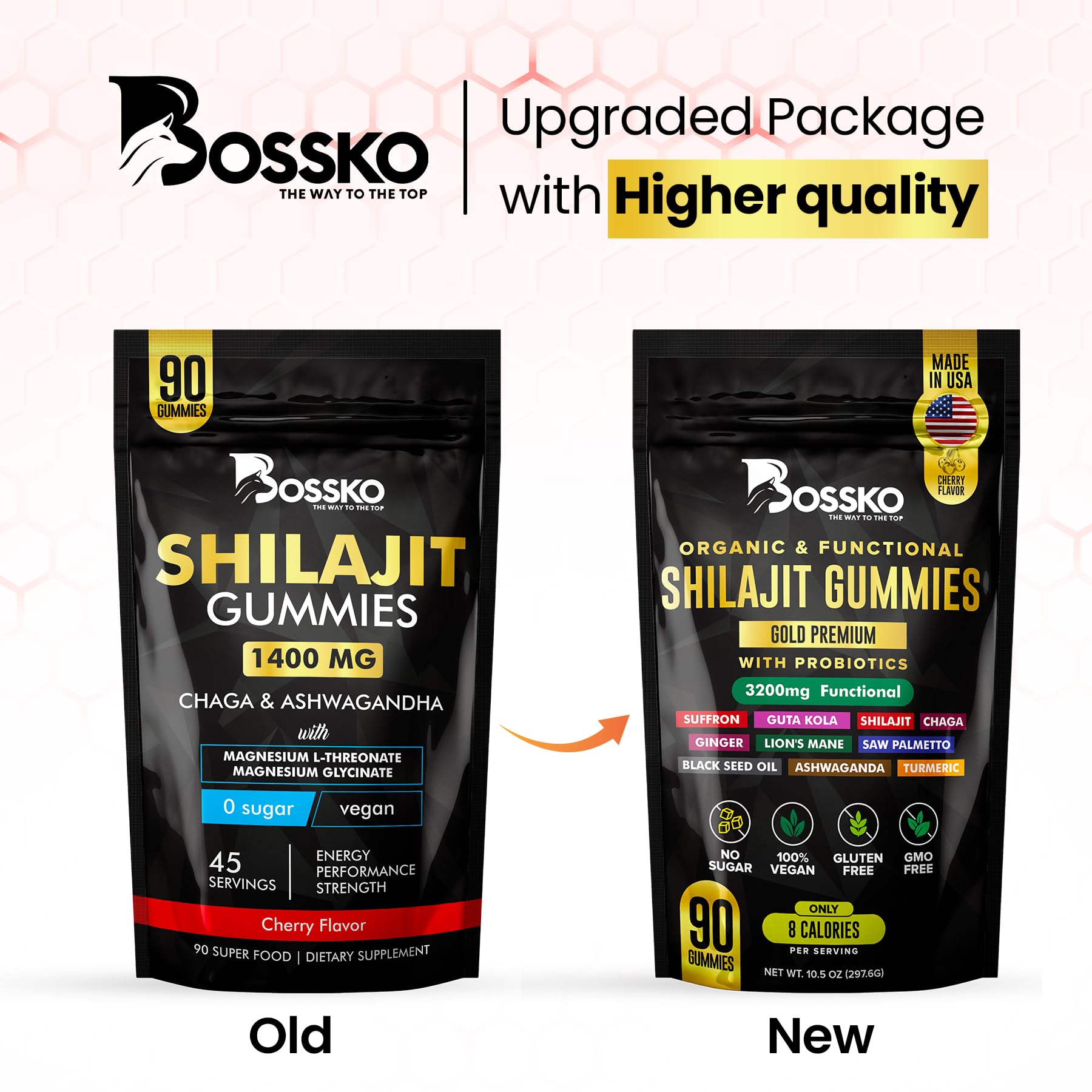 BOSSKO Shilajit Gummies close-up of gummies