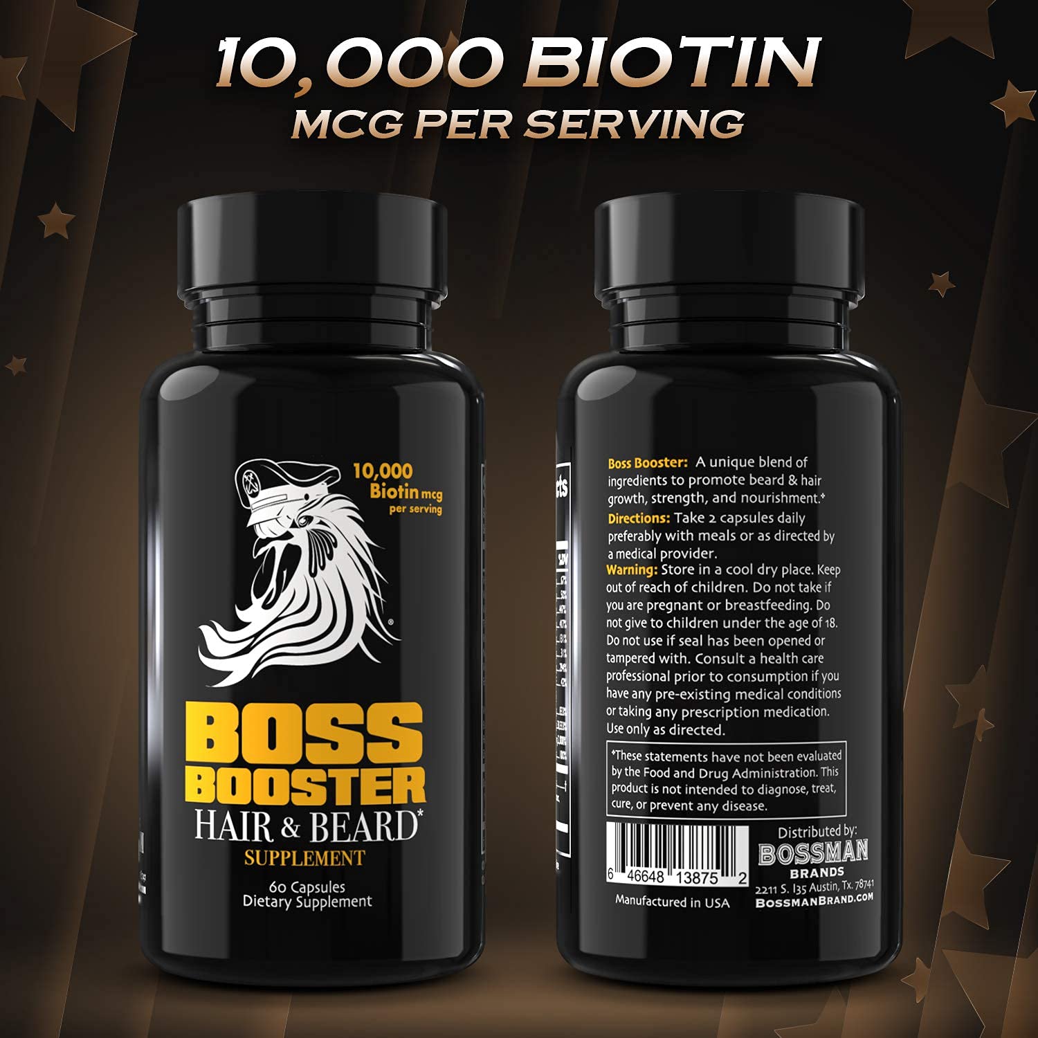 Bossman Boss support Biotin Supplement on a wooden table