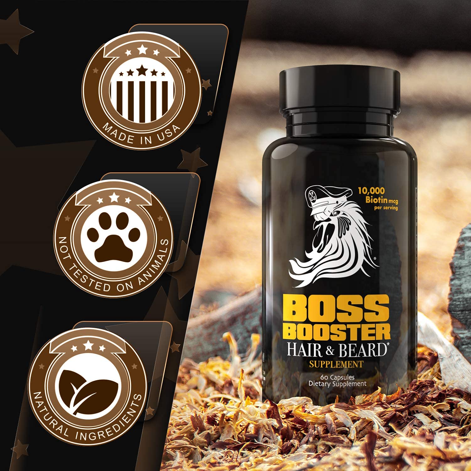 Bossman Boss support Biotin Supplement side view