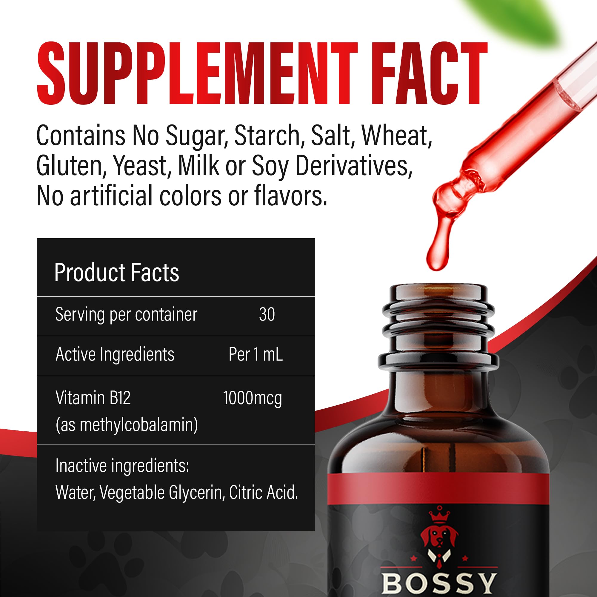 Bossy Pet Liquid B12 Supplement being added to pet food