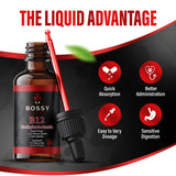 Bossy Pet Liquid B12 Supplement with a happy dog
