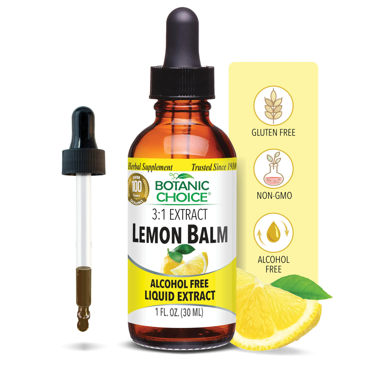 Botanic Choice Lemon Balm Liquid Extract 1 fl oz front view