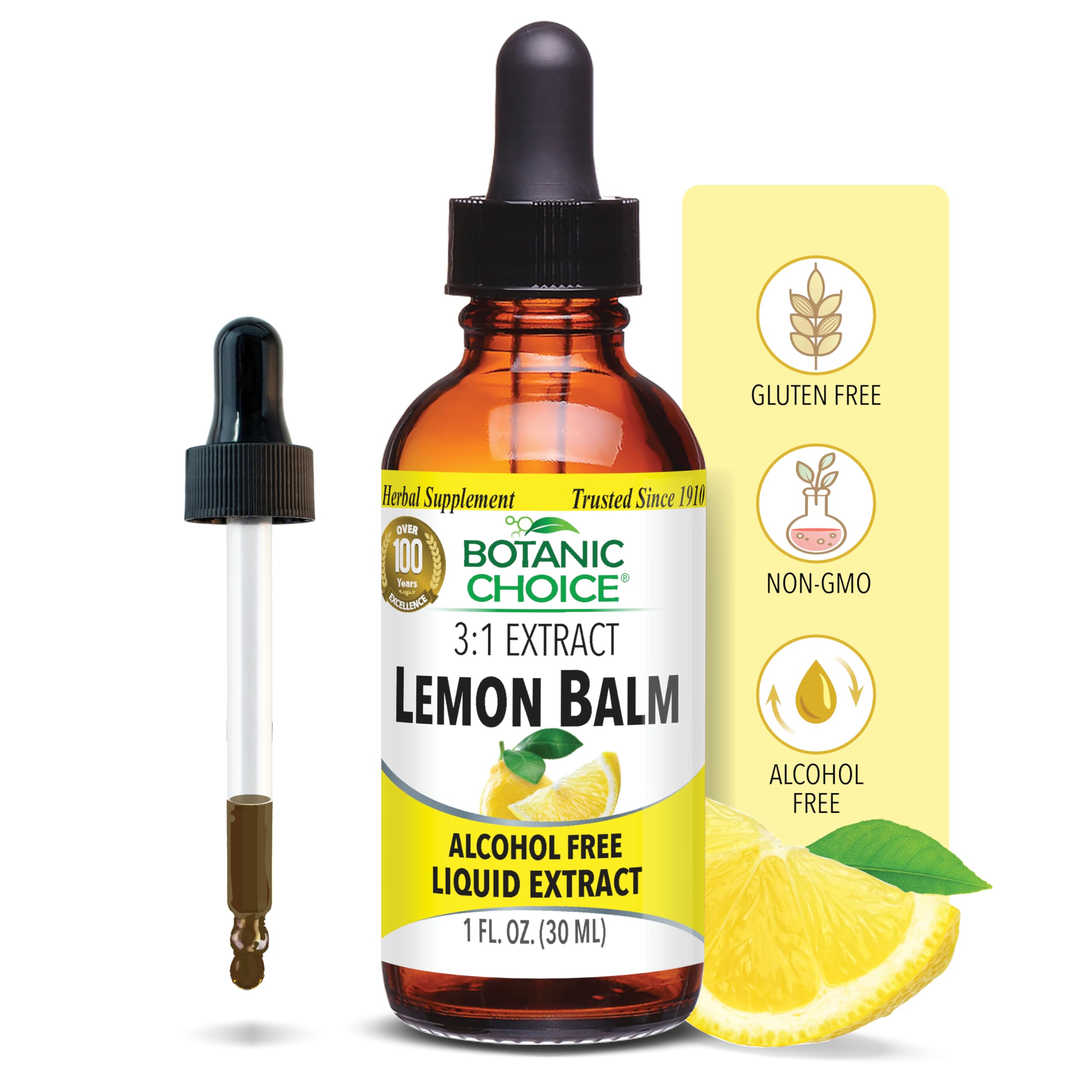 Botanic Choice Lemon Balm Liquid Extract 1 fl oz front view