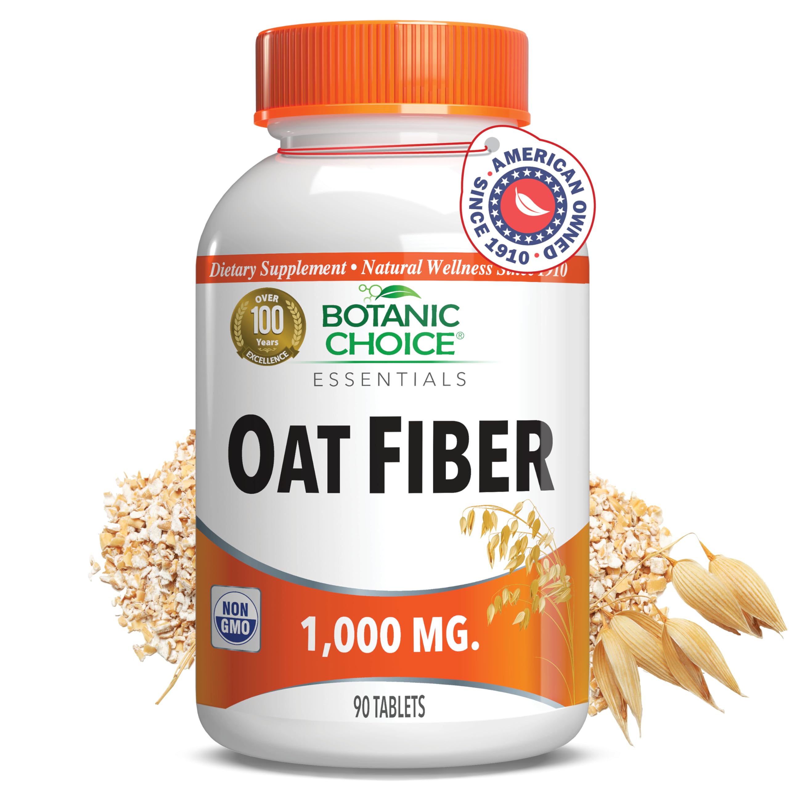Botanic Choice Oat Fiber Supplement 1000mg tablets front view