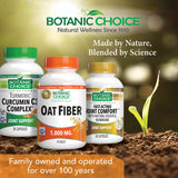 Botanic Choice Oat Fiber Supplement 1000mg tablets on a wooden surface