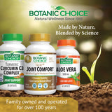 Botanic Choice Turmeric Joint Support Supplement with herbal background