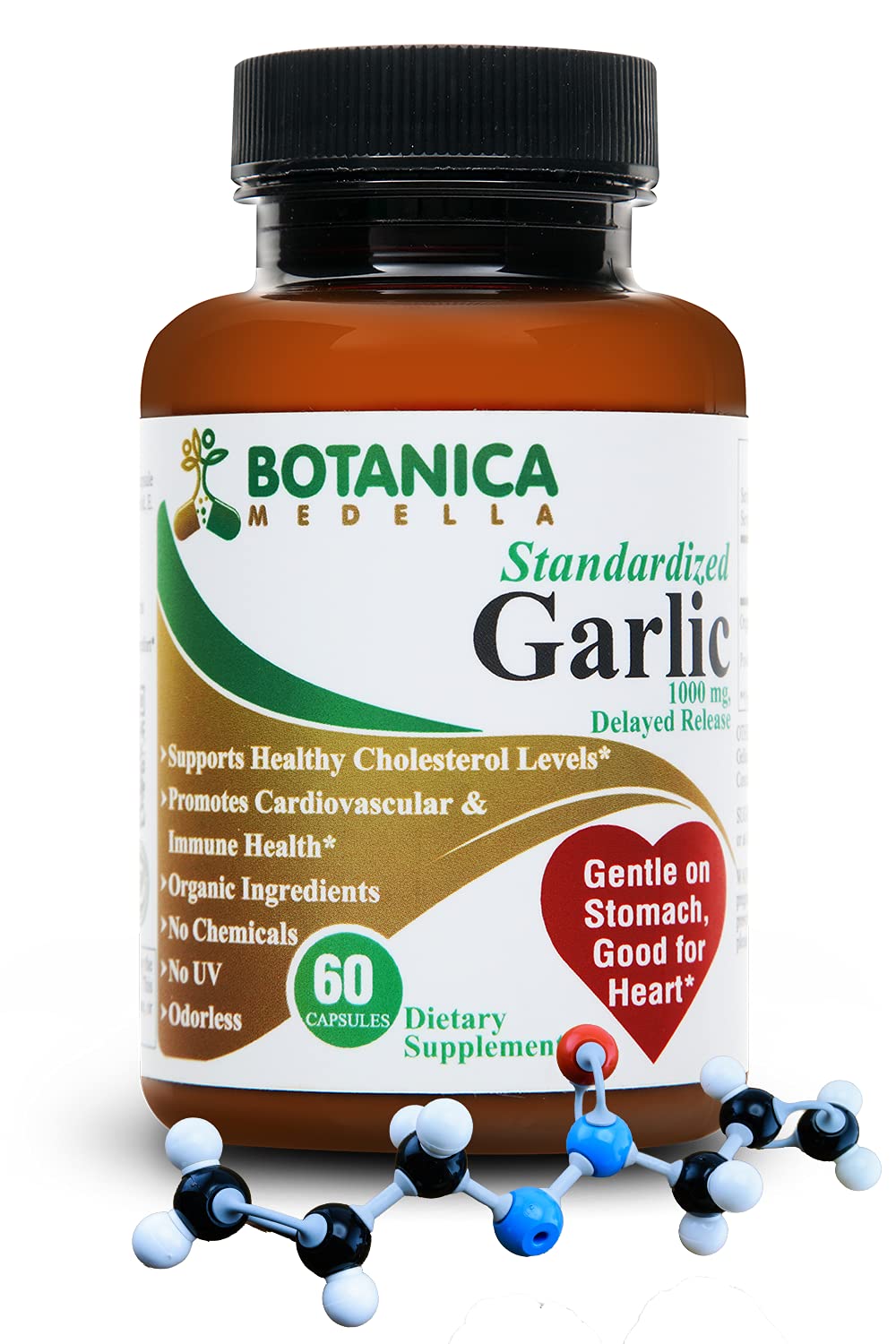 Botanica Medella Odourless Organic Garlic Capsules bottle front view