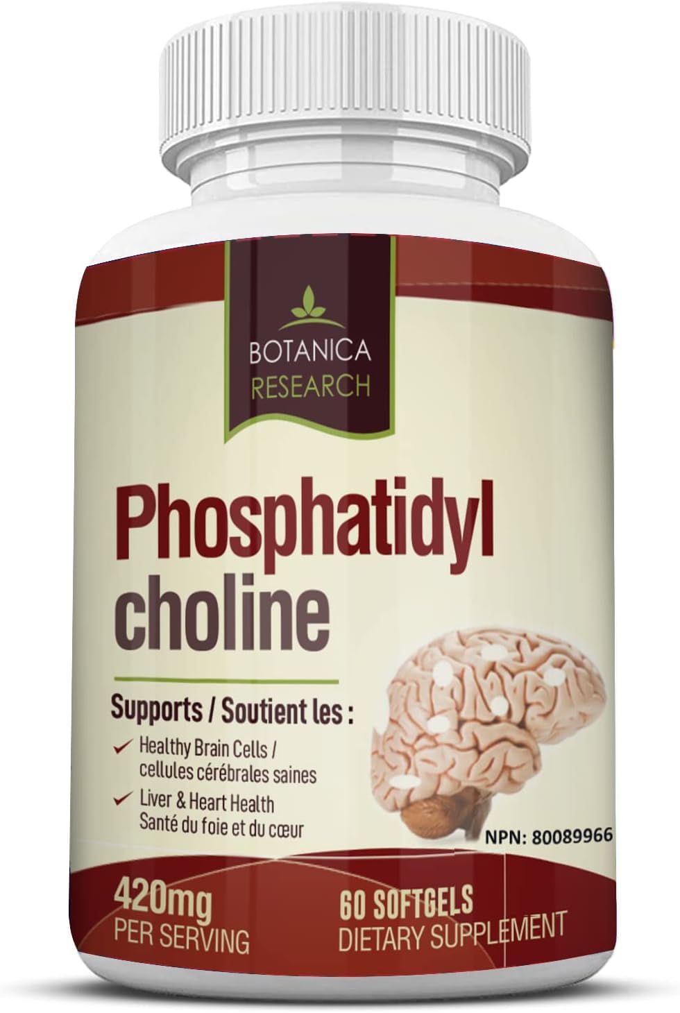 Botanica Research Phosphatidylcholine Supplement 420mg front view